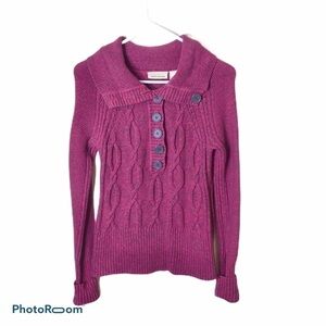 DKNY Purple Speckled Cable Knit Sweater Medium